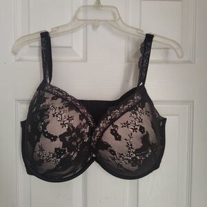 CACIQUE Full Coverage Black And Nude Lace Bra 44 DDD